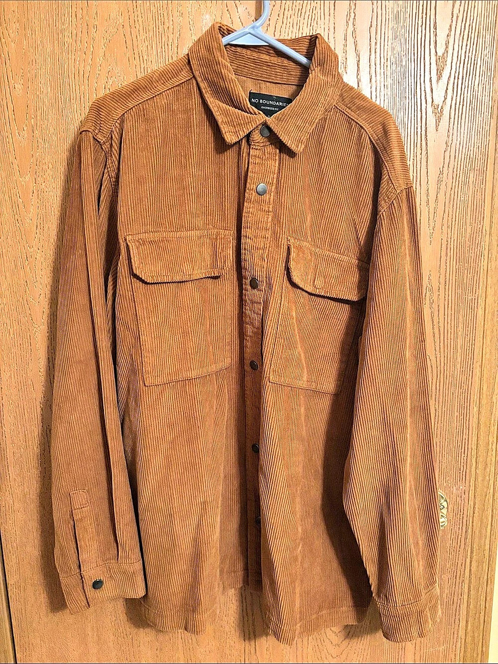 No Boundaries Men's Corduroy Shirt Jacket Brown Large